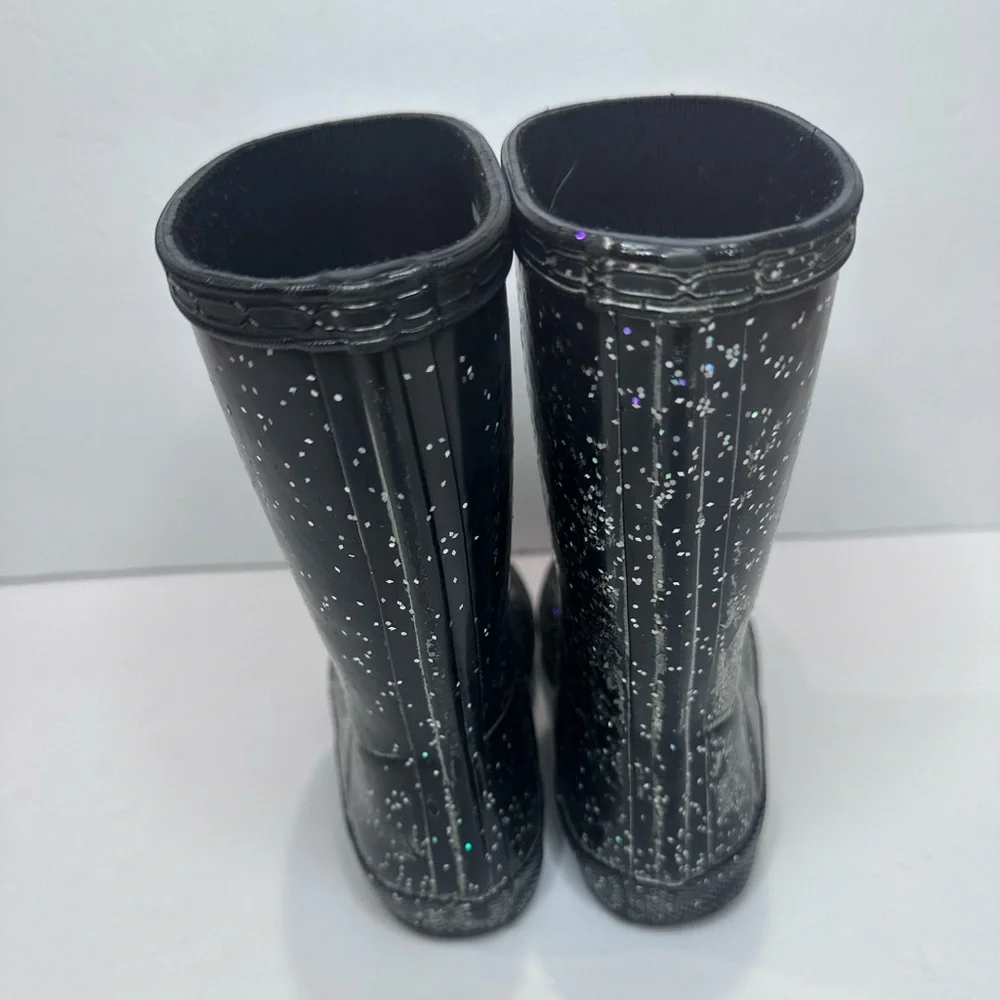 Toddler Hunter Black Glitter Rain Boots